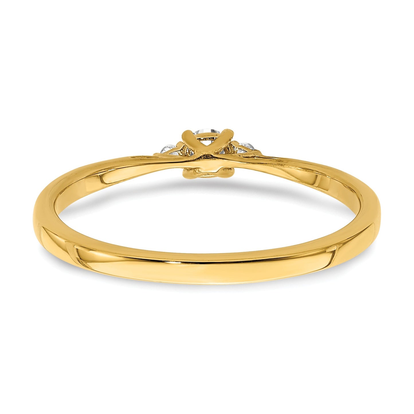 14k Gold Lab Grown Diamond Petite Three Stone Engagement Ring 1/8 carat