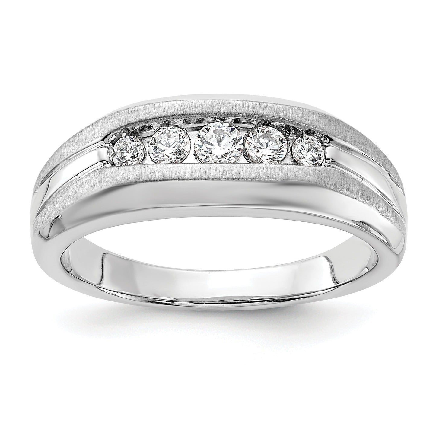 1/3 ct Lab Grown Diamond Five Stone Men's Ring 14k White Gold