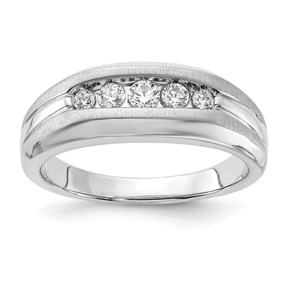 1/3 ct Lab Grown Diamond Five Stone Men's Ring 14k White Gold