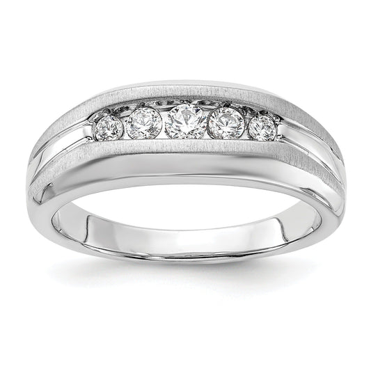 1/3 ct Lab Grown Diamond Five Stone Men's Ring 14k White Gold