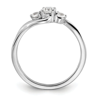 14K White Gold Lab Grown Diamond Petite Round Three Stone Ring 0.33 Ct
