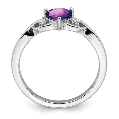 0.77 Ct Heart Gemstone and White Diamond Prong Silver Three Stone Twisted Band Ring