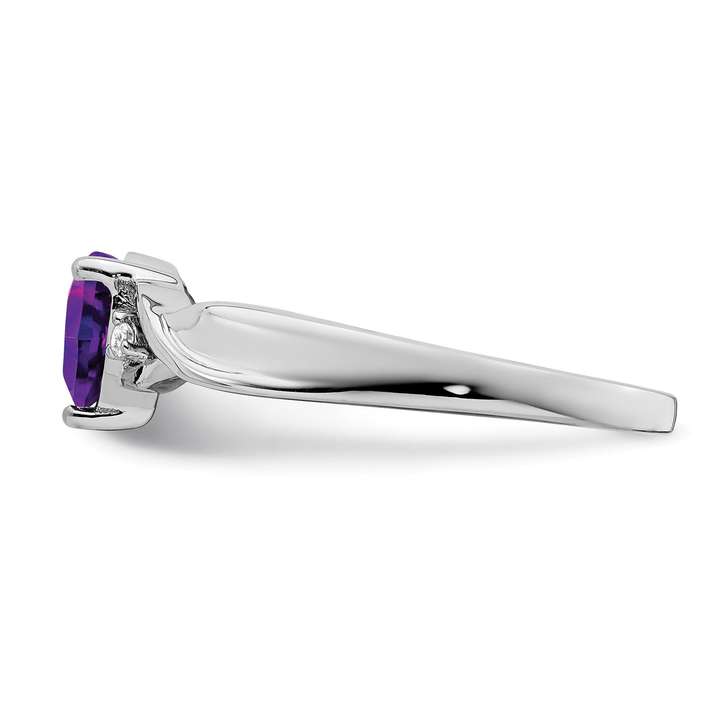 0.77 Ct Heart Gemstone and White Diamond Prong Silver Three Stone Twisted Band Ring