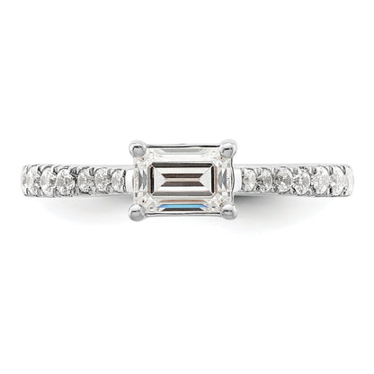 0.25 Ct Emerald-Cut White Diamond Prong 14K White Gold Semi Mount East West Ring