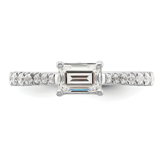0.25 Ct Emerald-Cut White Diamond Prong 14K White Gold Semi Mount East West Ring