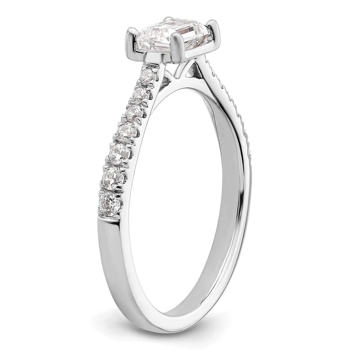 0.25 Ct Emerald-Cut White Diamond Prong 14K White Gold Semi Mount East West Ring