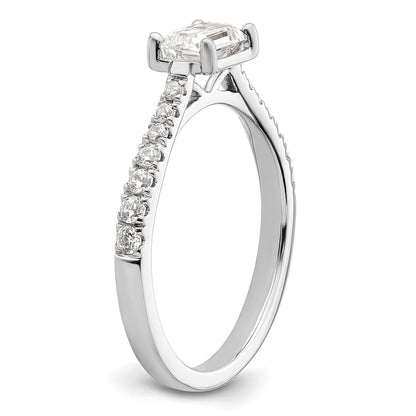 0.25 Ct Emerald-Cut White Diamond Prong 14K White Gold Semi Mount East West Ring