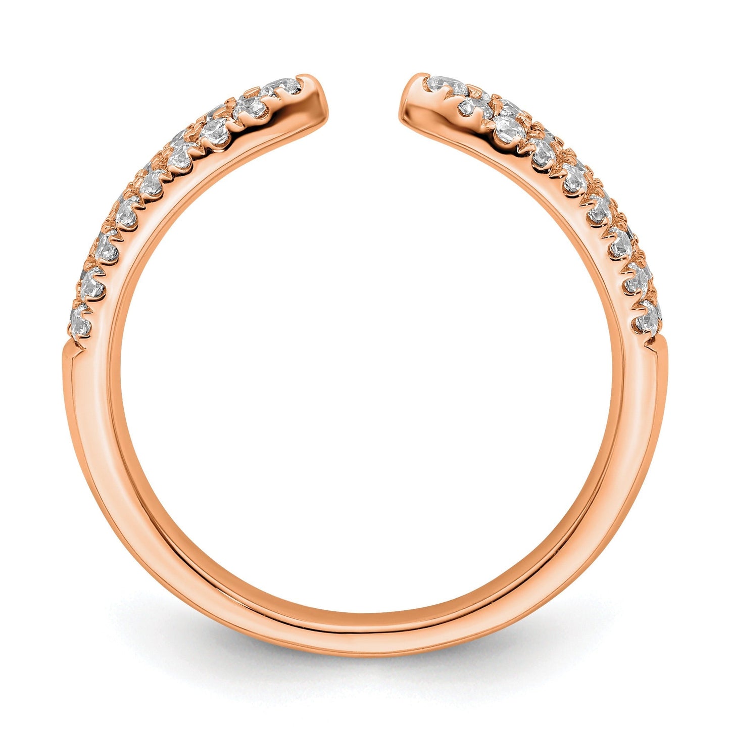 IGI Certified 0.50 Ct Round Lab Diamond Pavé 14K Rose Gold Open Cuff Wedding Enhancer Band