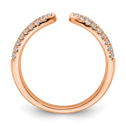 IGI Certified 0.50 Ct Round Lab Diamond Pavé 14K Rose Gold Open Cuff Wedding Enhancer Band