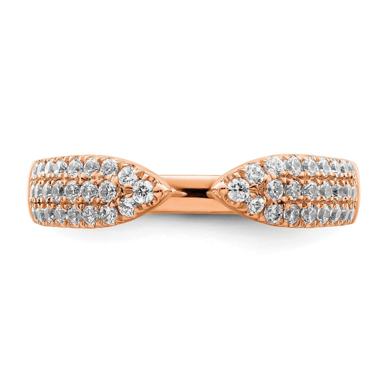 IGI Certified 0.50 Ct Round Lab Diamond Pavé 14K Rose Gold Open Cuff Wedding Enhancer Band