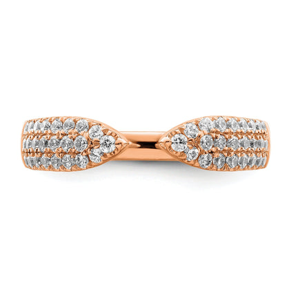 IGI Certified 0.50 Ct Round Lab Diamond Pavé 14K Rose Gold Open Cuff Wedding Enhancer Band