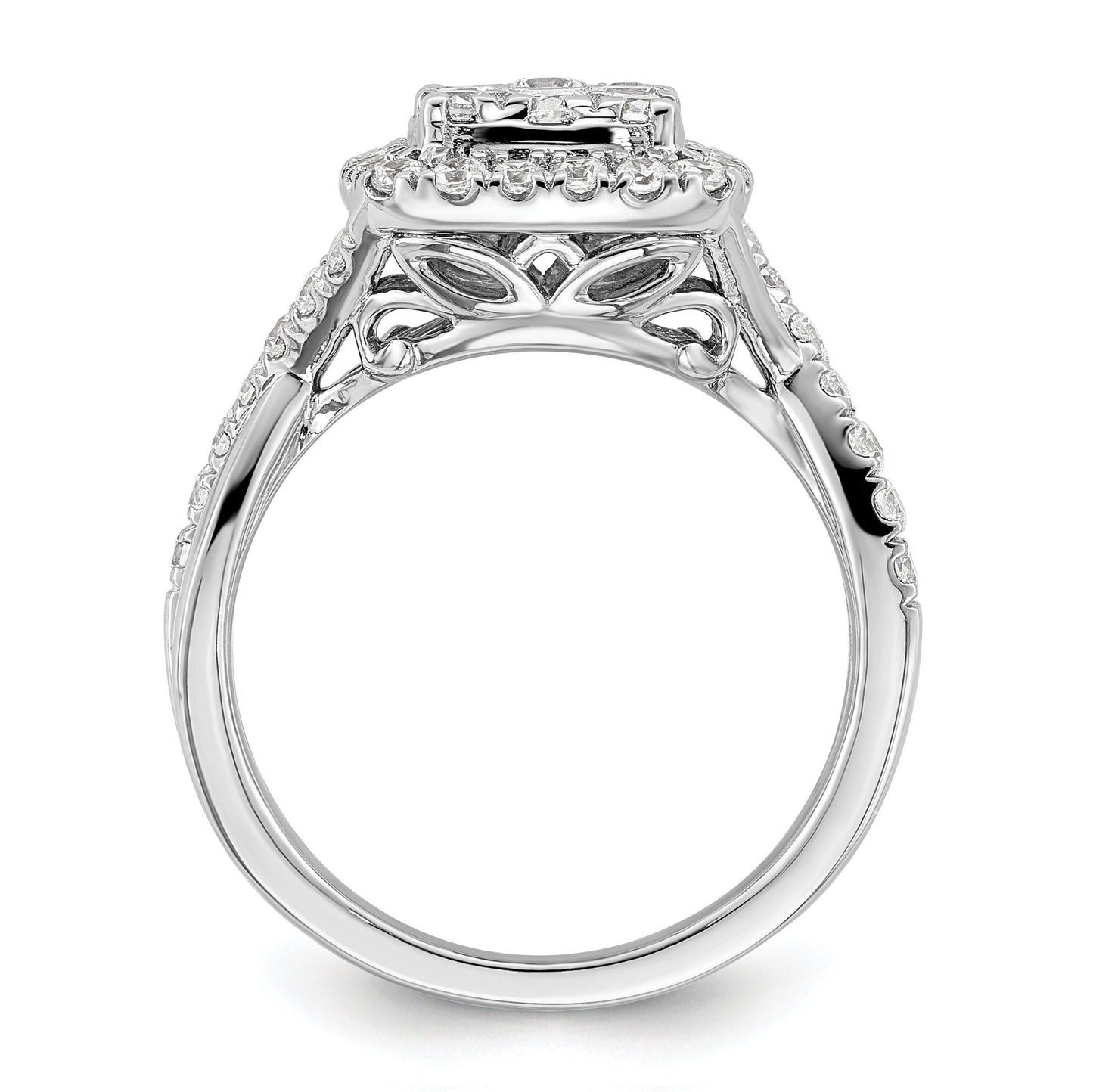 14K White Gold Lab Grown Diamond Double Halo Engagement Ring 0.75 ct