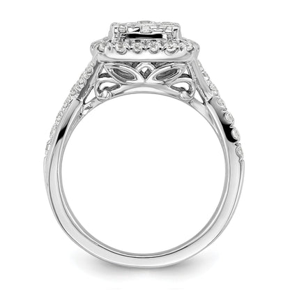 14k White Gold Lab Grown Diamond Cluster Engagement Ring 1 ct