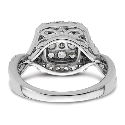 14K White Gold Lab Grown Diamond Double Halo Engagement Ring 0.75 ct