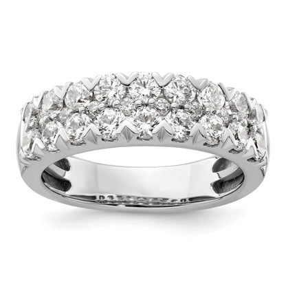 14k White Gold Lab Grown Diamond Double Row Wedding Band 1.5 Ct