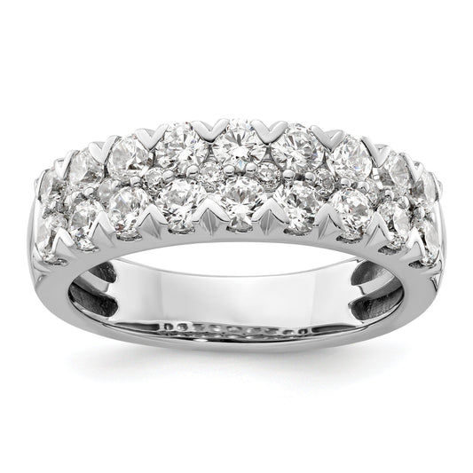 14k White Gold Lab Grown Diamond Double Row Wedding Band 1.5 Ct