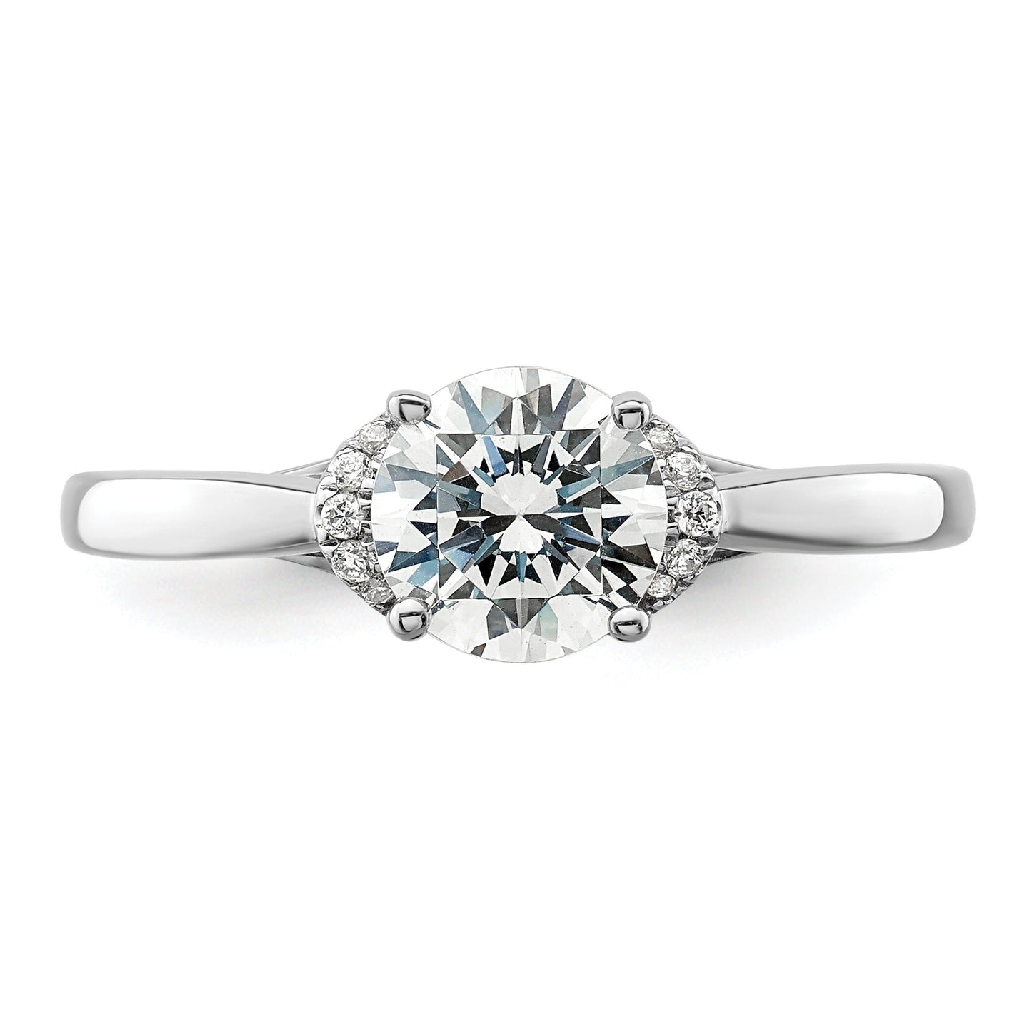 14k White Gold Lab Grown Diamond Round Semi Mount Solitaire Ring 1 Ct