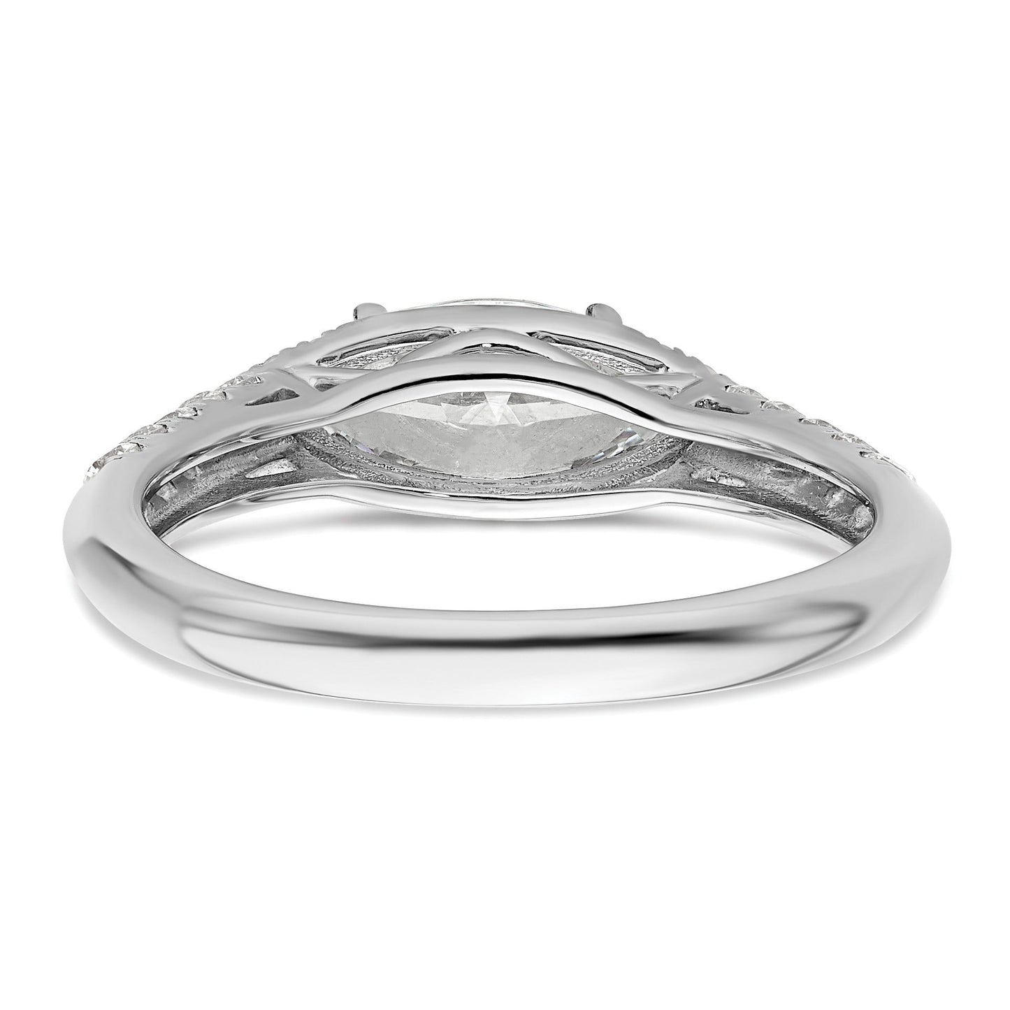14k White Gold Lab Diamond Center East West Marquise Semi Mount Ring