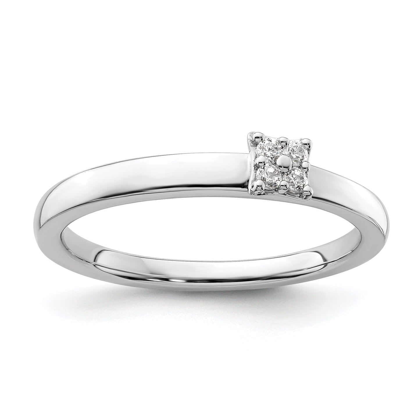 0.05 Ct Round Lab Grown Diamond Cluster 14K White Gold Two Promise Enhancer Band