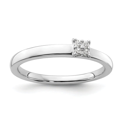 0.05 Ct Round Lab Grown Diamond Cluster 14K White Gold Two Promise Enhancer Band