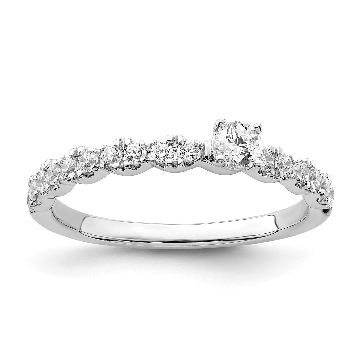 0.37 Ct Round Lab Grown Diamond Prong 14K White Gold Two Promises Enhancer Band