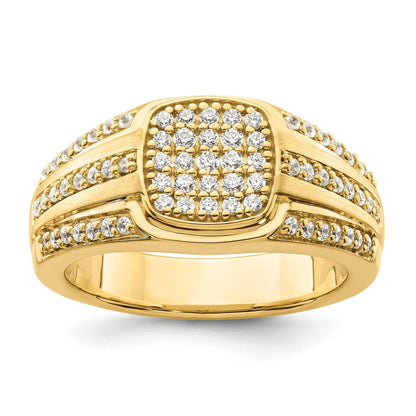 3/4 ct Lab Grown Diamond Men's Pave Cluster Ring 14k Gold
