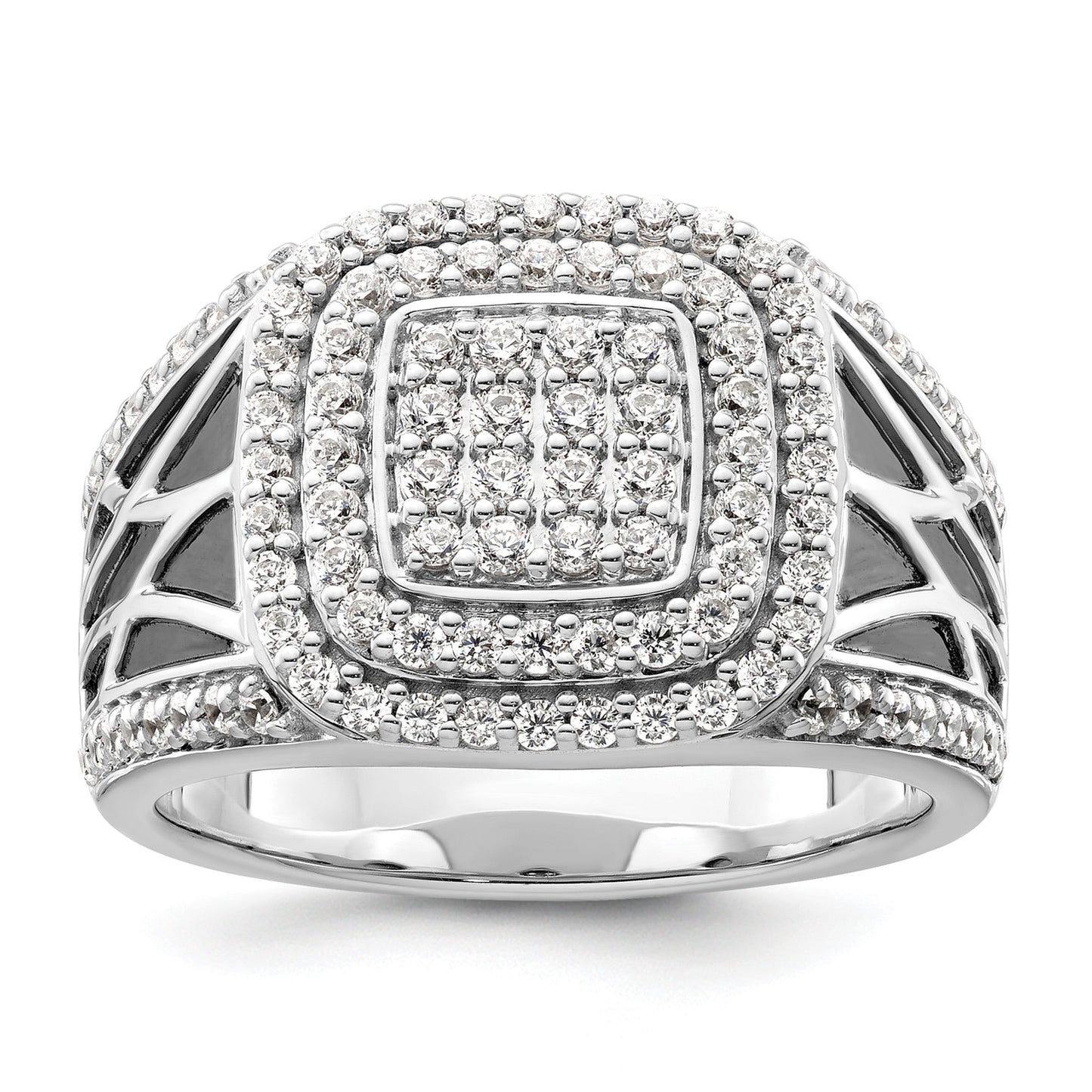 1 1/8 ct Lab Grown Diamond Side Design Men's Halo Ring 14k White Gold