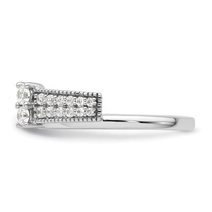 IGI Certified 0.50 Ct Round Lab Grown Diamond Pavé 14K White Gold Double Row Ring Wrap Enhancer Band