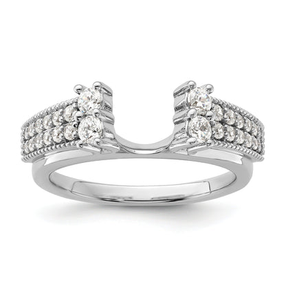 IGI Certified 0.50 Ct Round Lab Grown Diamond Pavé 14K White Gold Double Row Ring Wrap Enhancer Band