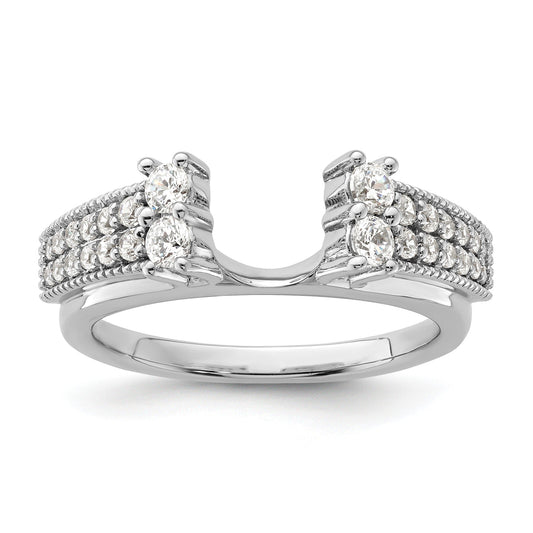 IGI Certified 0.50 Ct Round Lab Grown Diamond Pavé 14K White Gold Double Row Ring Wrap Enhancer Band