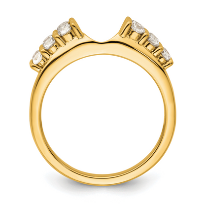 IGI Certified 0.50 Ct Round Lab Diamond Bar 14K Yellow Gold Double Row Ring Wrap Enhancer Band
