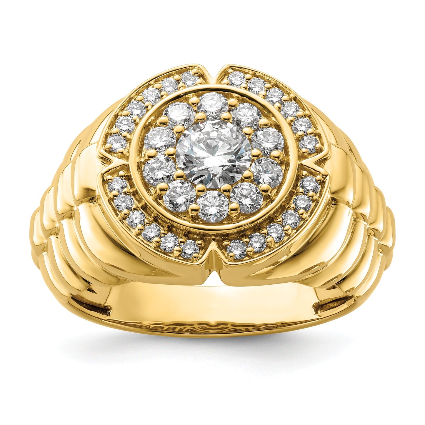 1 1/5 ct Lab Grown Diamond Men's Cluster Ring 10k Gold