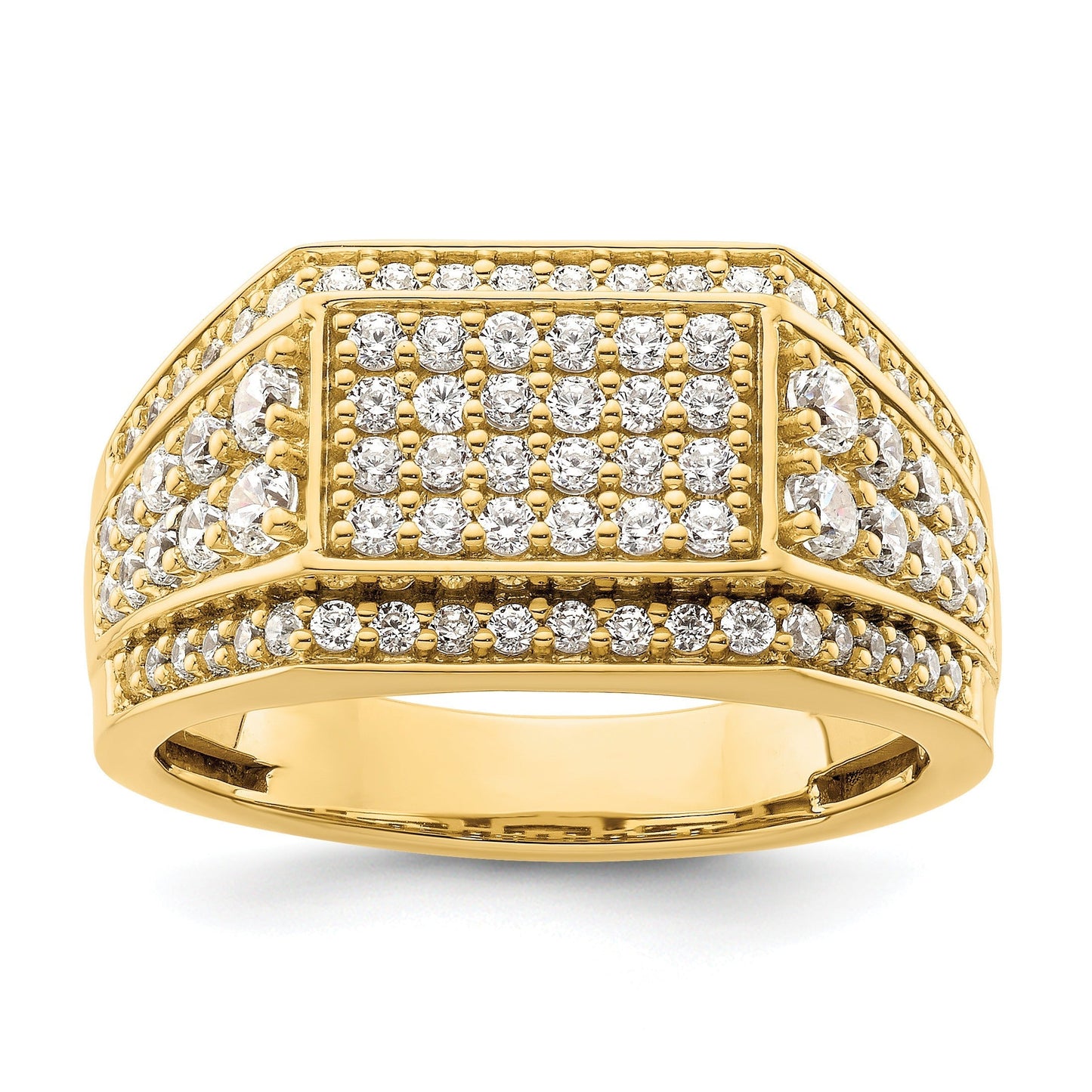 1 3/8 ct Lab Grown Diamond Cluster Men's Ring 14k Yellow Gold