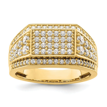1 3/8 ct Lab Grown Diamond Cluster Men's Ring 14k Yellow Gold