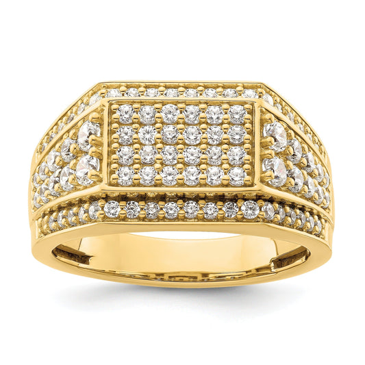 1 3/8 ct Lab Grown Diamond Cluster Men's Ring 14k Yellow Gold
