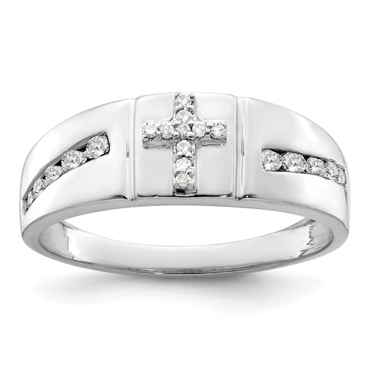 14k White Gold 1/4 ct Lab Grown Diamond Men's Cross Band Ring