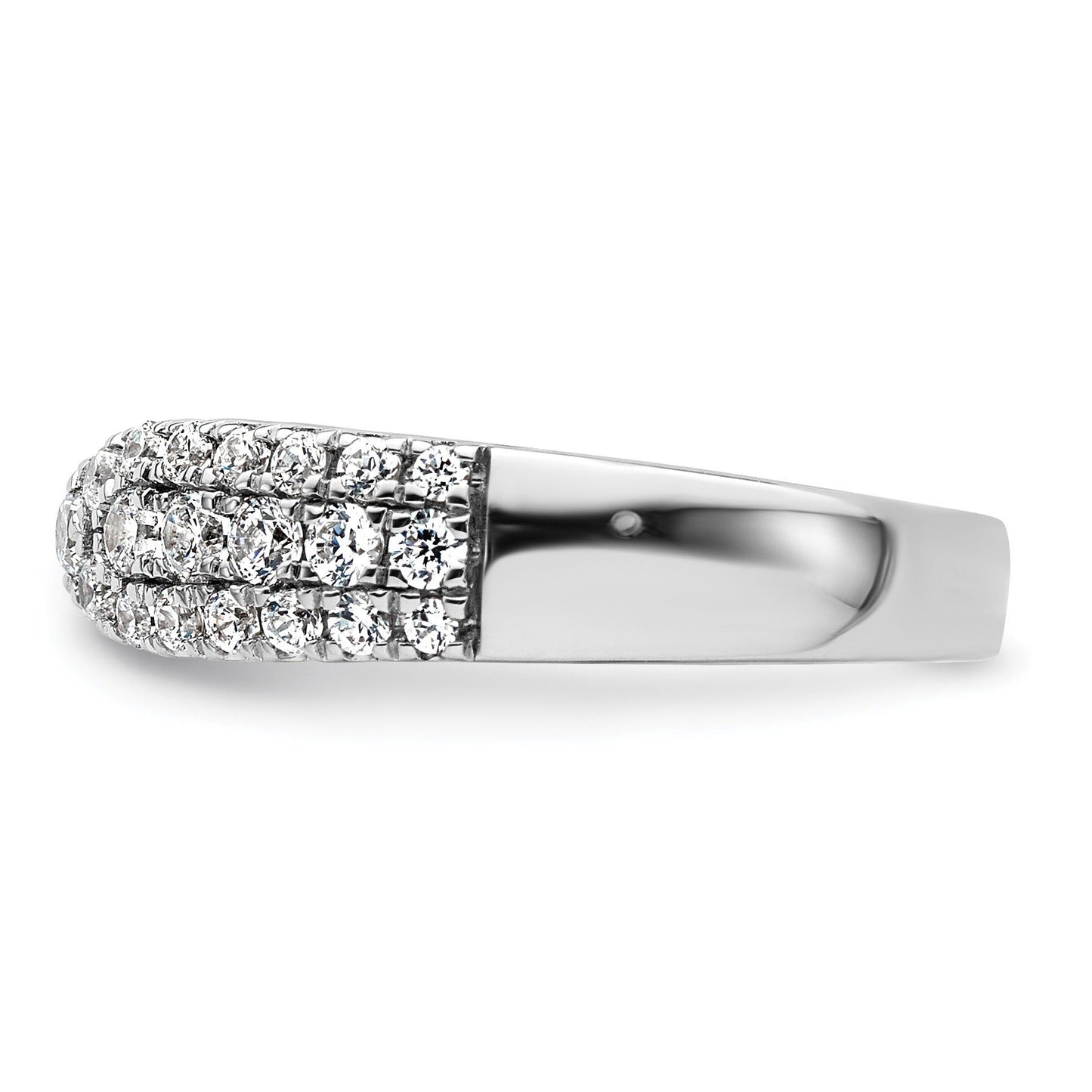 IGI Certified 0.75 Ct Round White Lab Grown Diamond Pavé 14K White Gold Wedding Band Enhancer