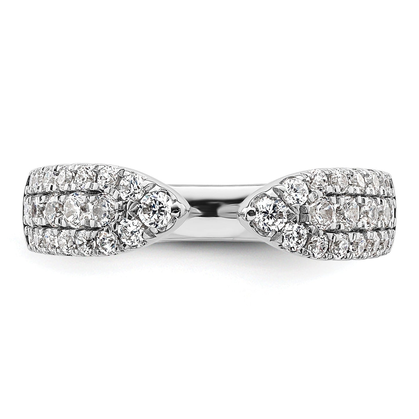 IGI Certified 0.75 Ct Round White Lab Grown Diamond Pavé 14K White Gold Wedding Band Enhancer