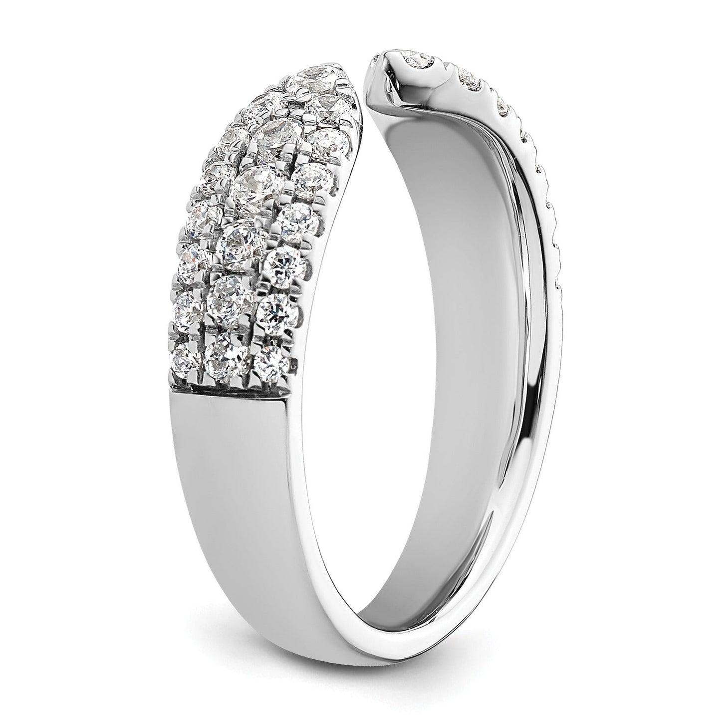IGI Certified 0.75 Ct Round White Lab Grown Diamond Pavé 14K White Gold Wedding Band Enhancer