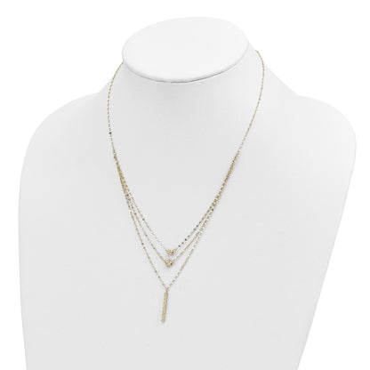 Diamond-Cut Star 14K Gold Three Strand Beaded Layered Necklace