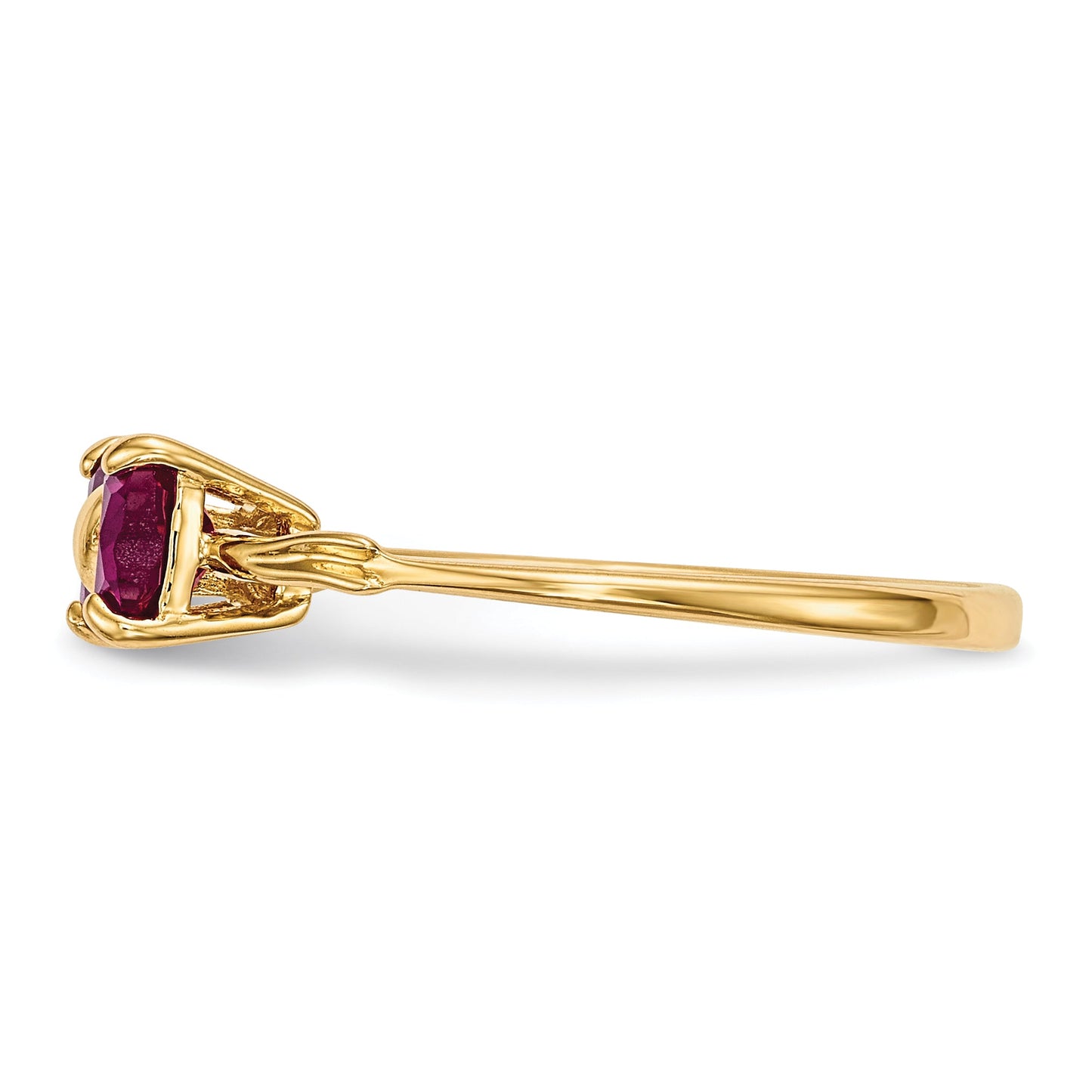 14k Yellow Gold Bow Dual Heart Birthstone Ring