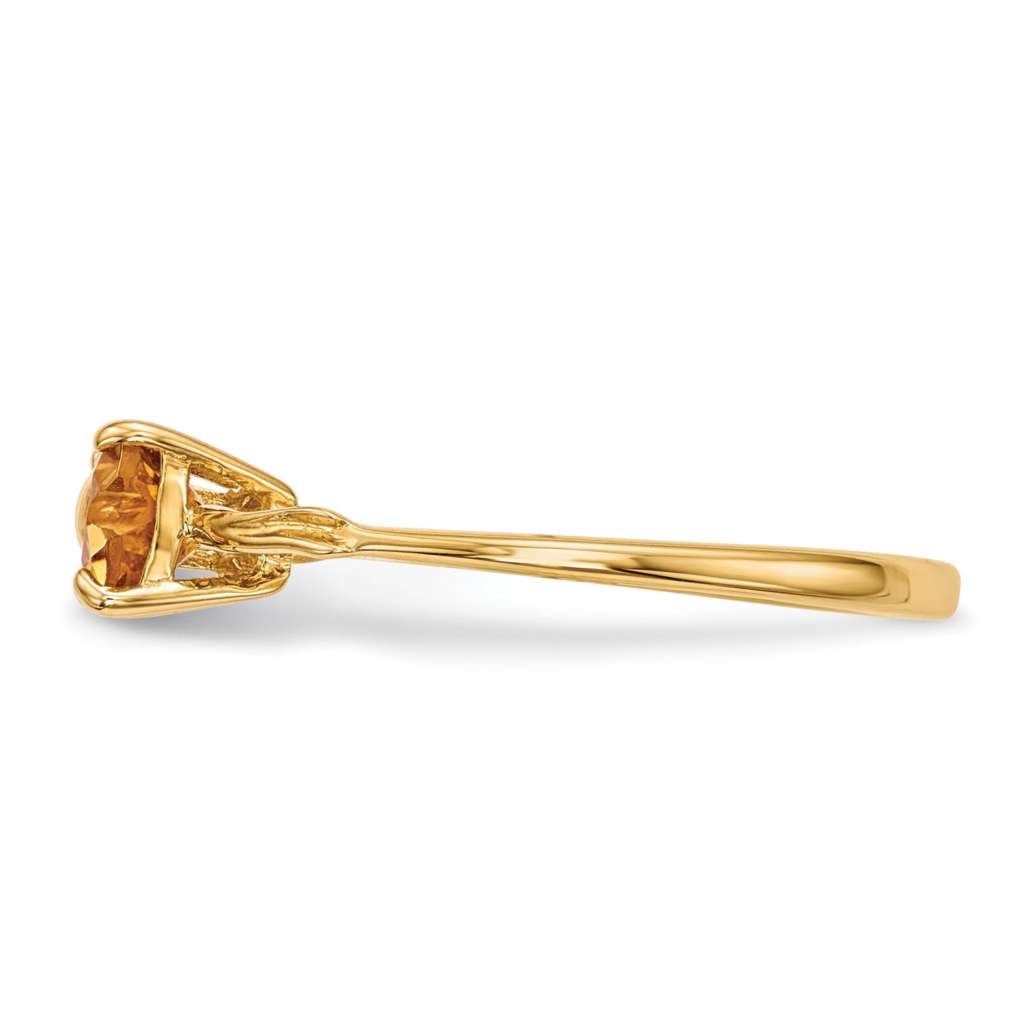 14k Yellow Gold Bow Dual Heart Birthstone Ring