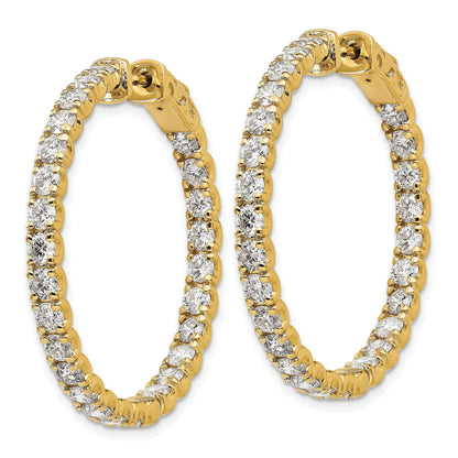 14K Gold Lab Grown Diamond Round In and Out Safety Clasp Hoop Earrings