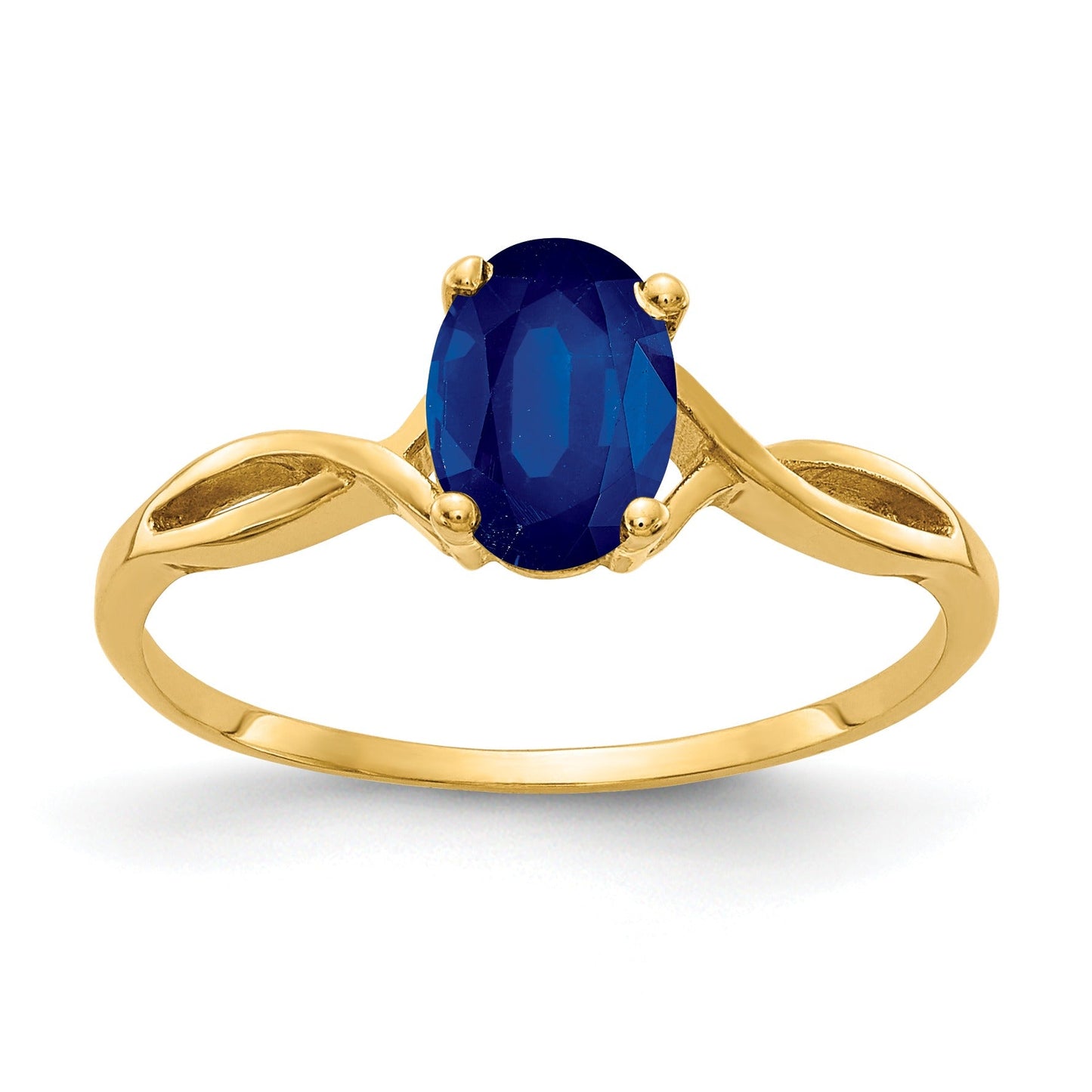 1.05 Ct Oval Blue Sapphire Prong 14K Yellow Gold Crisscross Solitaire Ring