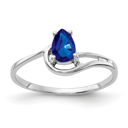 0.55 Ct Pear Blue Sapphire Prong 14K White Gold Bypass Ring