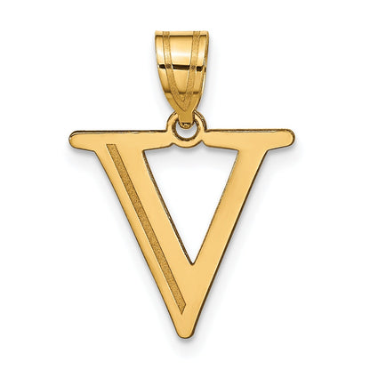 14K Gold Etched Initial Pendants