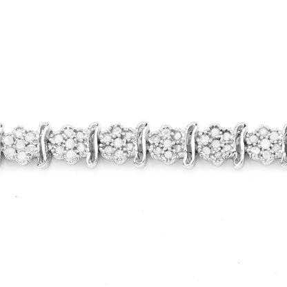 1.80 Cttw Round White Diamond Sterling Silver Tennis Bracelet