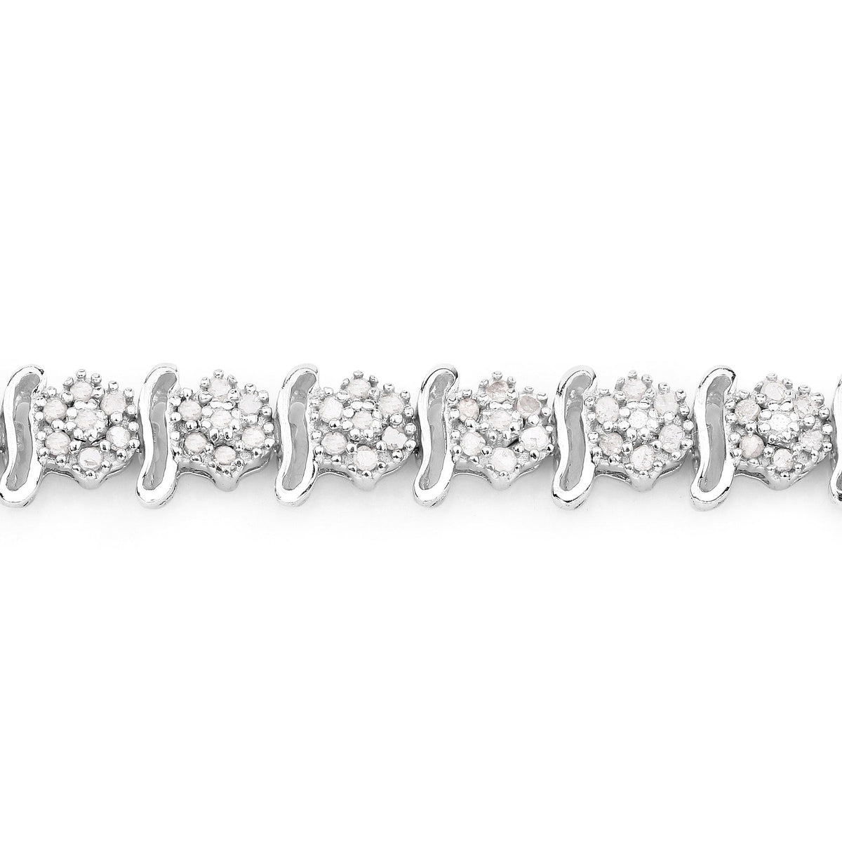 0.96 Cttw Round White Diamond Rhodium over Silver Tennis Bracelet