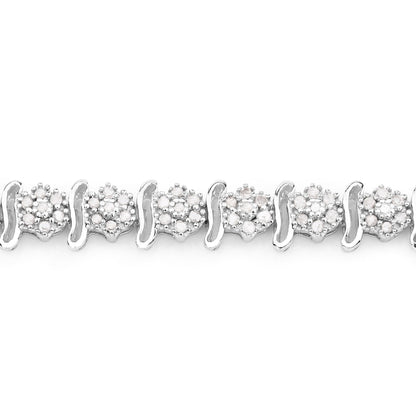 0.96 Cttw Round White Diamond Rhodium over Silver Tennis Bracelet
