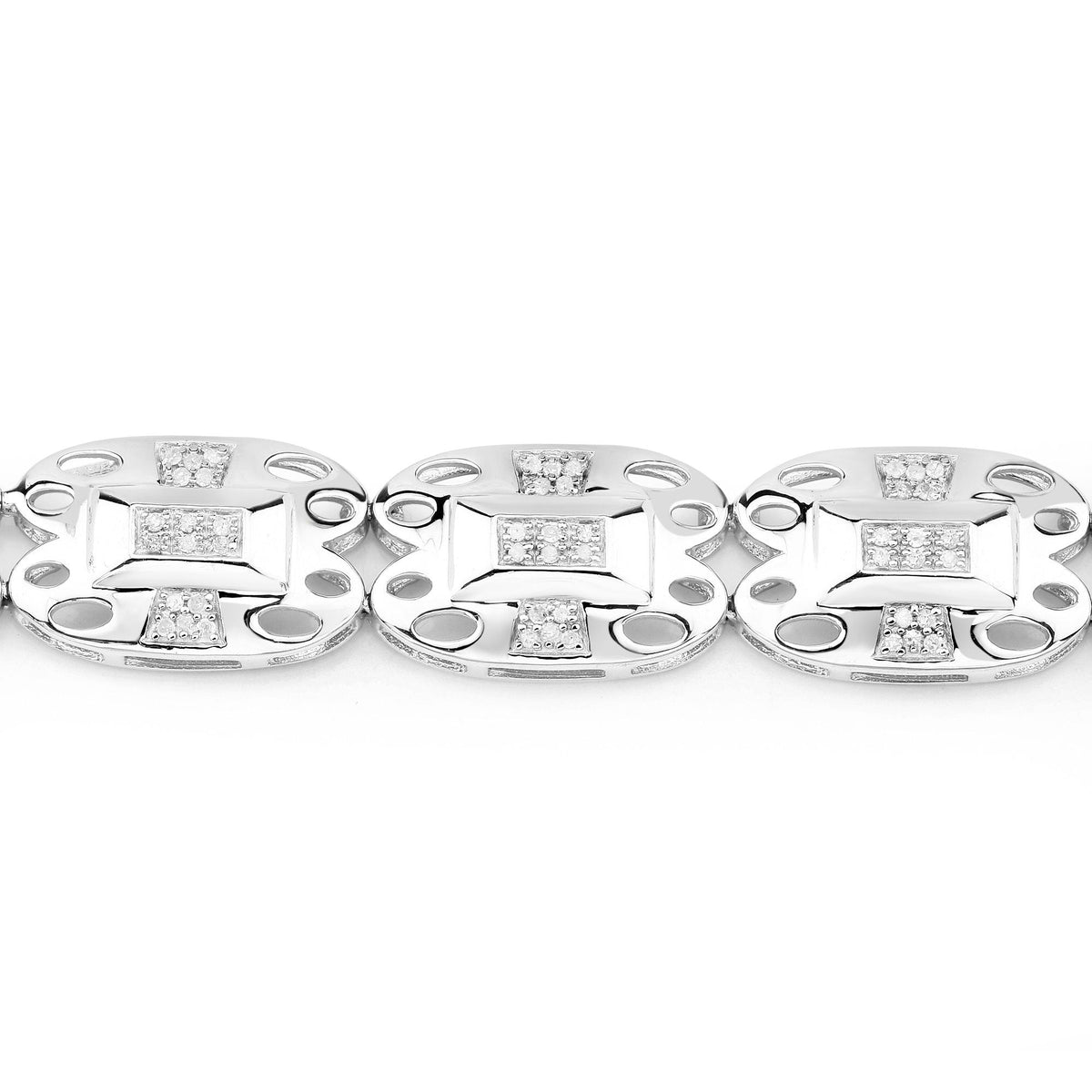 0.96 Cttw Round White Diamond Illusion Sterling Silver Filigree Tennis Bracelet